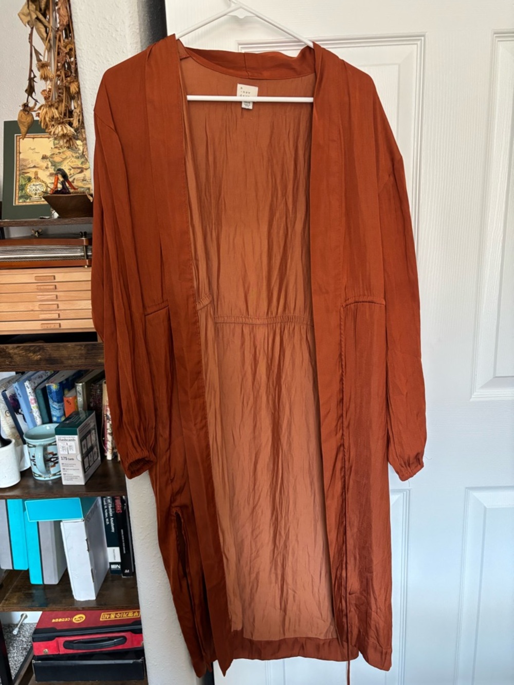a new day Rust Open-Front Duster Robe
